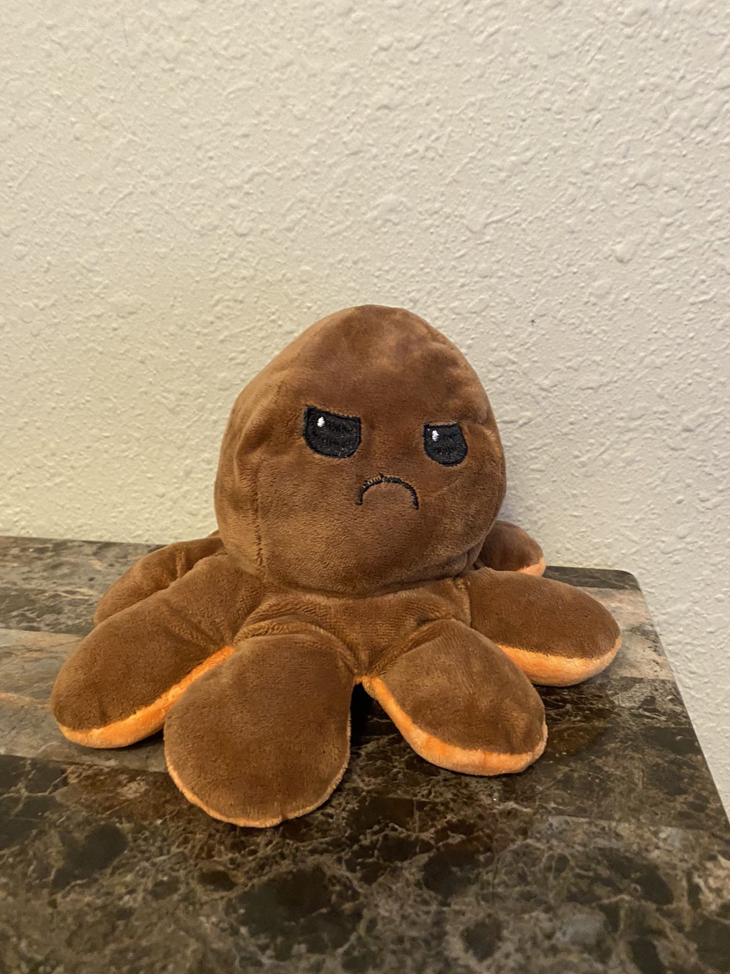 Reversible Octopus Plushie Orange Brown Flip Mood Plush Toy