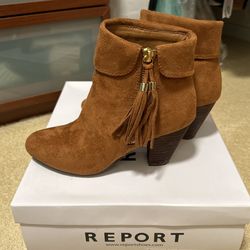 Report. Booties With Tassel Zipper. Tan. Size 5.5