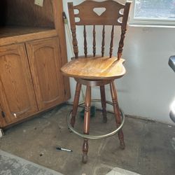 Antique Wood Bar Stool