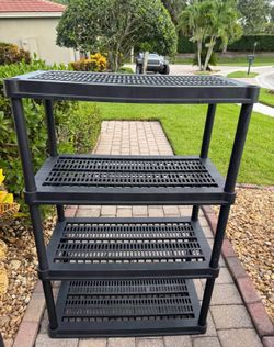 Plastic 4 Tier Black Garage Storage Shelf