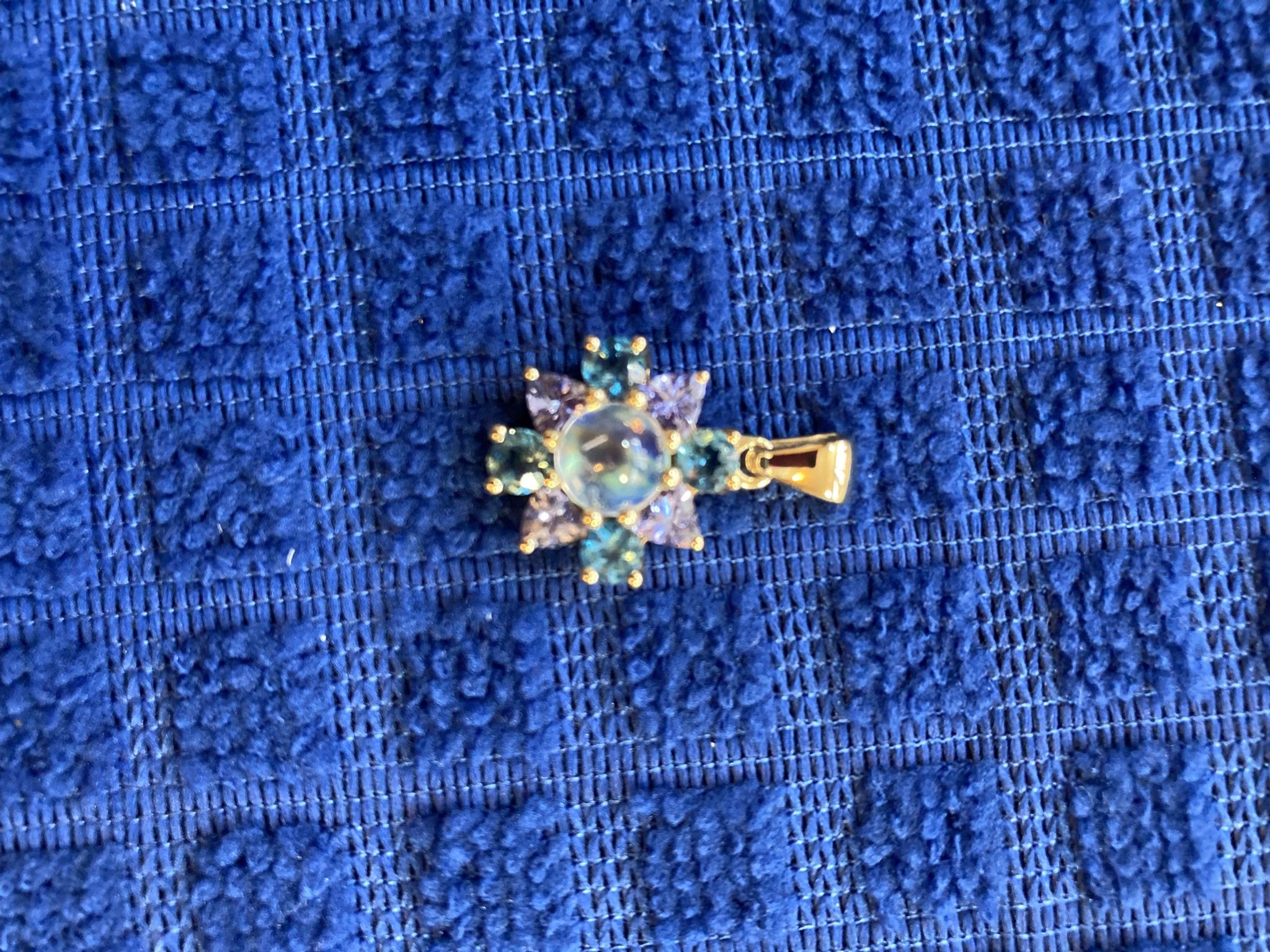 Moonstone With Tanzanite And Swiss Blue Topaz Accents Necklace Pendant