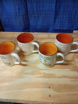 For good size beautiful coffee cups with handmade rack solid oak