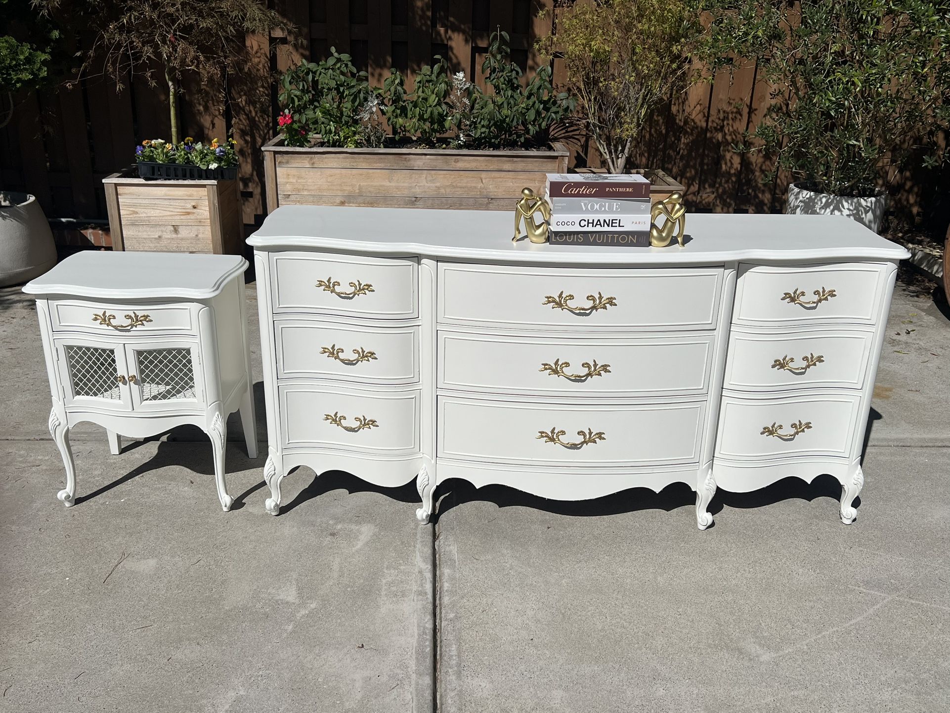 Large 71.5” REFINISHED Vintage French Provincial triple dresser+nightstand $799 CAN DELIVER!