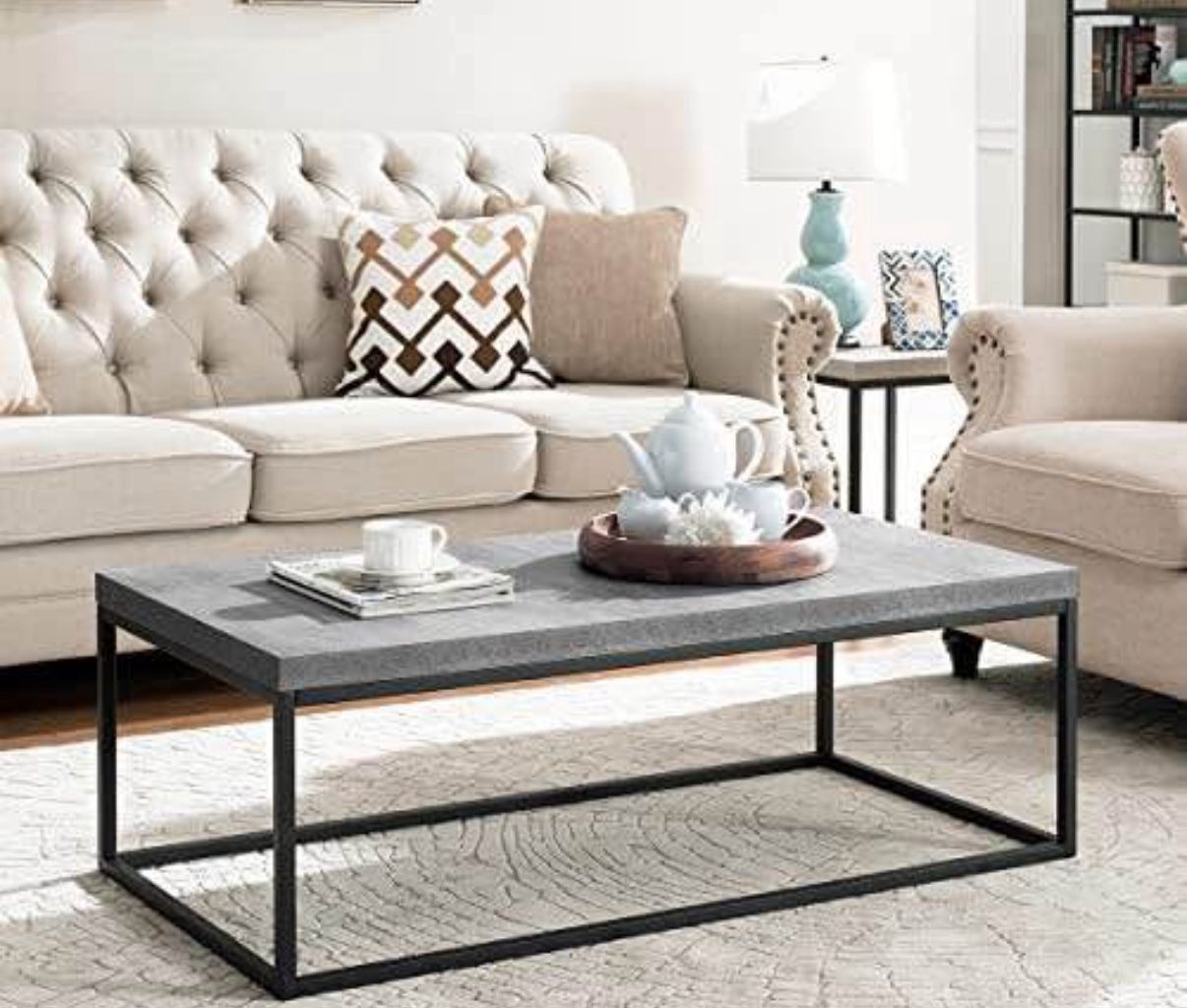 🪵 Modern Industrial Coffee Table – Assembled & Ready! – $60