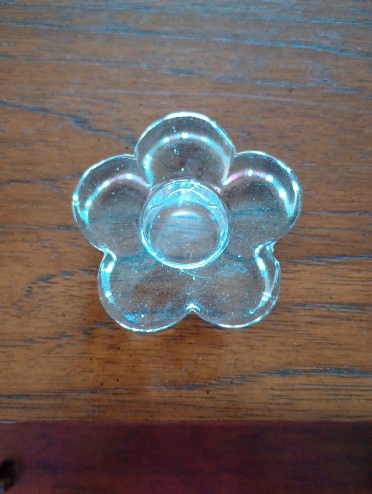 Pair Of Crystal Flower Candle Holders