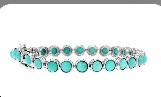 Tiffany Style Sterling Turquoise Tennis Bracelet