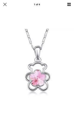Fashion jewelry Silver charms pink Crystal rhinestone pendant necklace