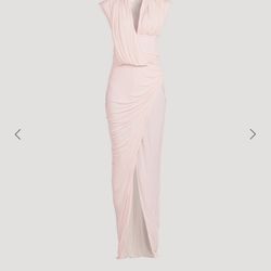 Balmain Draped Jersey Gown Dress Pink 36 Size
