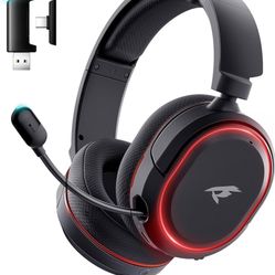Wireless Gaming Headset, 7.1 Surround Sound, 2.4Ghz USB Gaming Headphones with Bluetooth 5.4, 100H Battery, ENC Noise Canceling Mic, 3.5mm Wired, RGB 