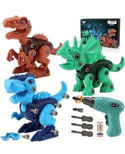 Take Apart Dinosaur Toy Set with Electric Drill