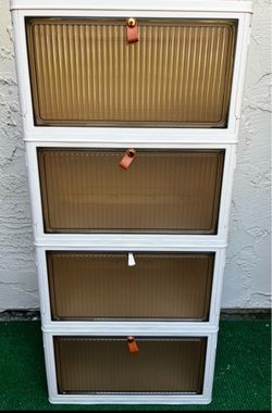 4-Tier Stackable Storage Bins / Organizer with Magnetic Doors