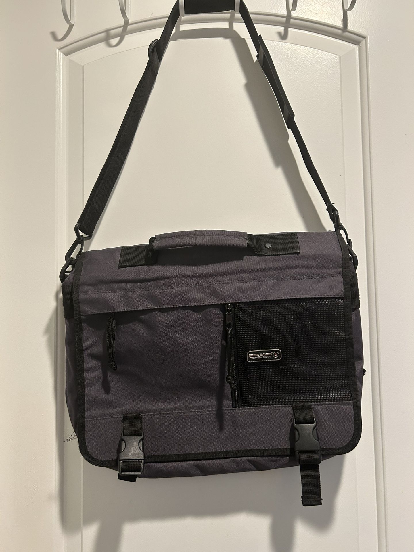 Eddie Bauer Travel Gear Gray Messenger Bag With Strap