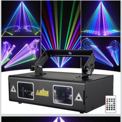 Animation Laser Light DJ Light, WorldLite Stage Party Lazer 3D RGB Full Color with DMX512, Music Sound & Remote, Great for Club Party Disco Lights Bar