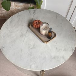 30 in faux marble and glass coffee table