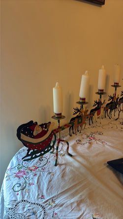 Santa Sleigh and Reindeer Candelabra