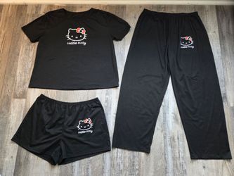Black Hello Kitty 3-piece pajama set size large