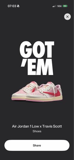 Jordan 1 Low x Travis Scott Size 8