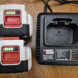 Black & Decker 36V Charger LCS36 and 2 Batteries