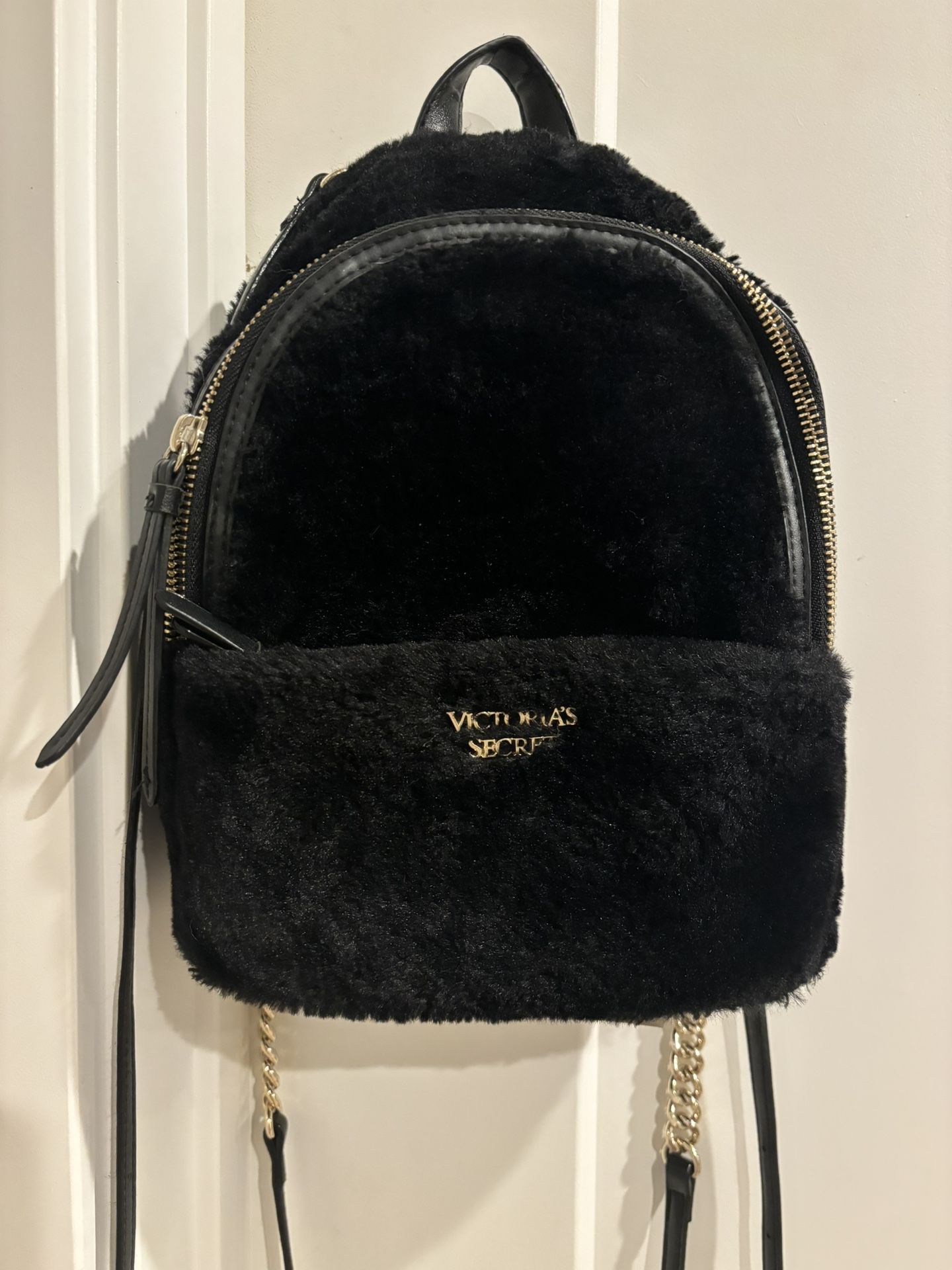 Victoria’s Secret Small Backpack Black Furry Girl Bag Women’s