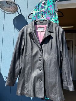 Vintage Black Leather Button-Front Jacket