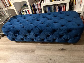 Royal blue velvet ottoman