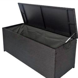 Storage Box, Patio Rattan Deck Box, Wicker Storage Bench for Indoor, Outdoor,