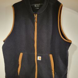 Carharrt Sherpa Fleece Vest 104995-M Mens XXL Black With Goldish Brown Accent