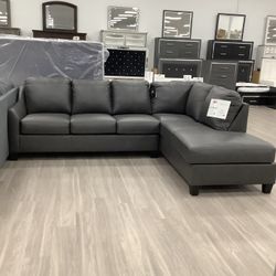 REAL LEATHER 2 PCs Sectional 