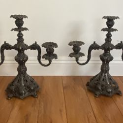 800 Candelabra Silverplate Renaissance Pair 