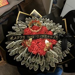 $50 money bouquet with artificial roses!!