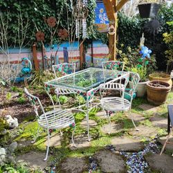 Antique Wrought Iron Patio Table