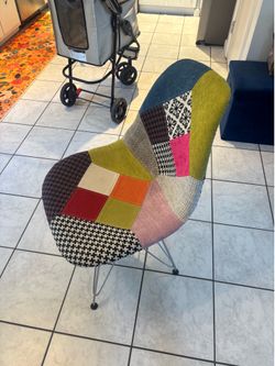2 Modern Patchwork Accent Chairs- Like New!