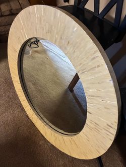 Large Round Wall Mirror with Mosaic Frame