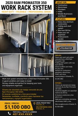 Utilimaster Heavy Duty Folding Van Work Rack System