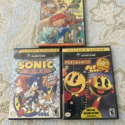 Sonic Mega Collection, Pac-Man World 2, and Rocket Power Beach Bandits for the Nintendo Gamecube 