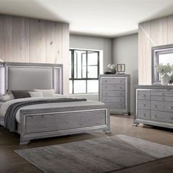 Brand New Light Gray 6pc King Size Bedroom Set 