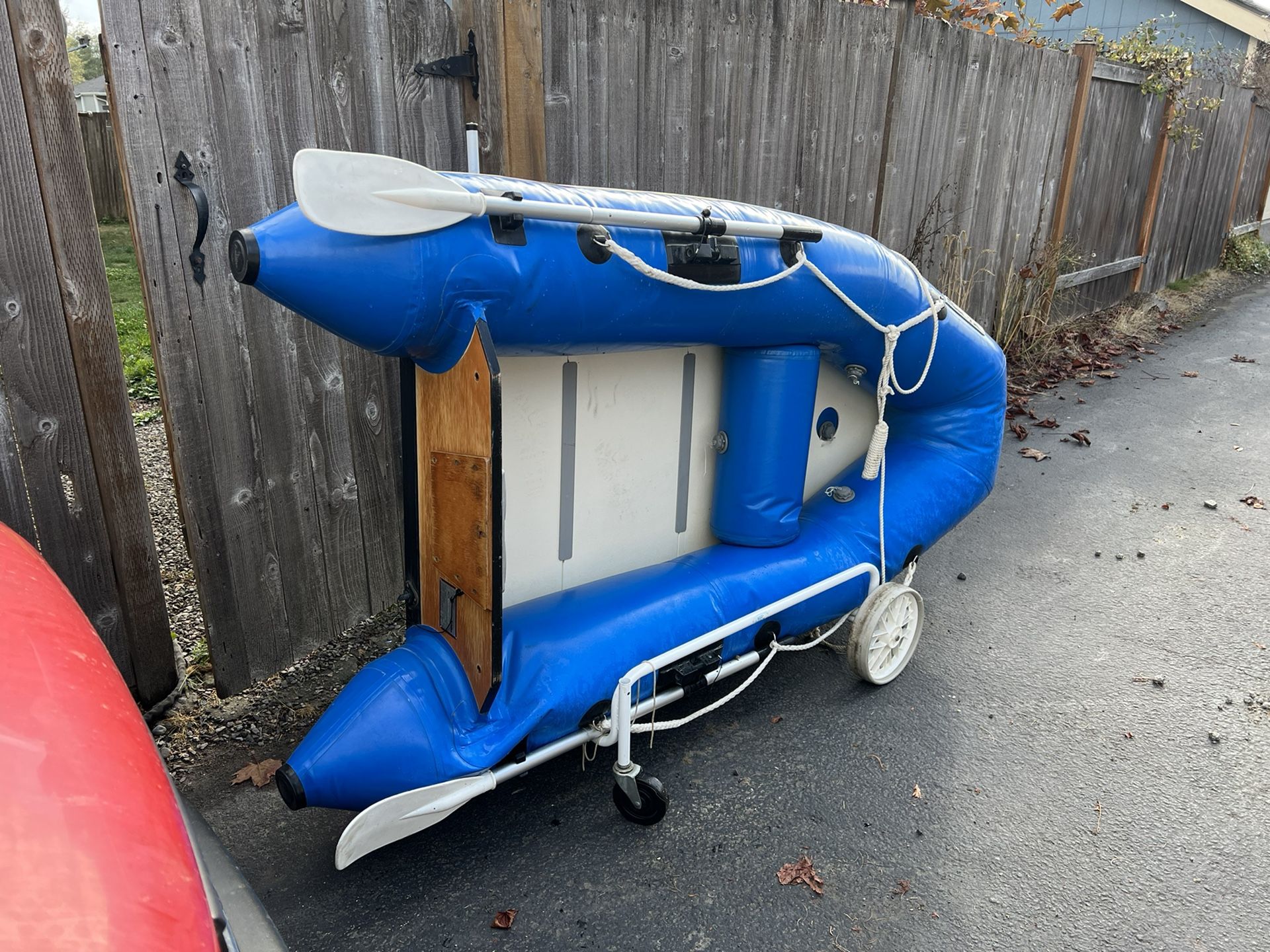 8 Ft Achilles Hard Bottom Raft Dinghy With Cart