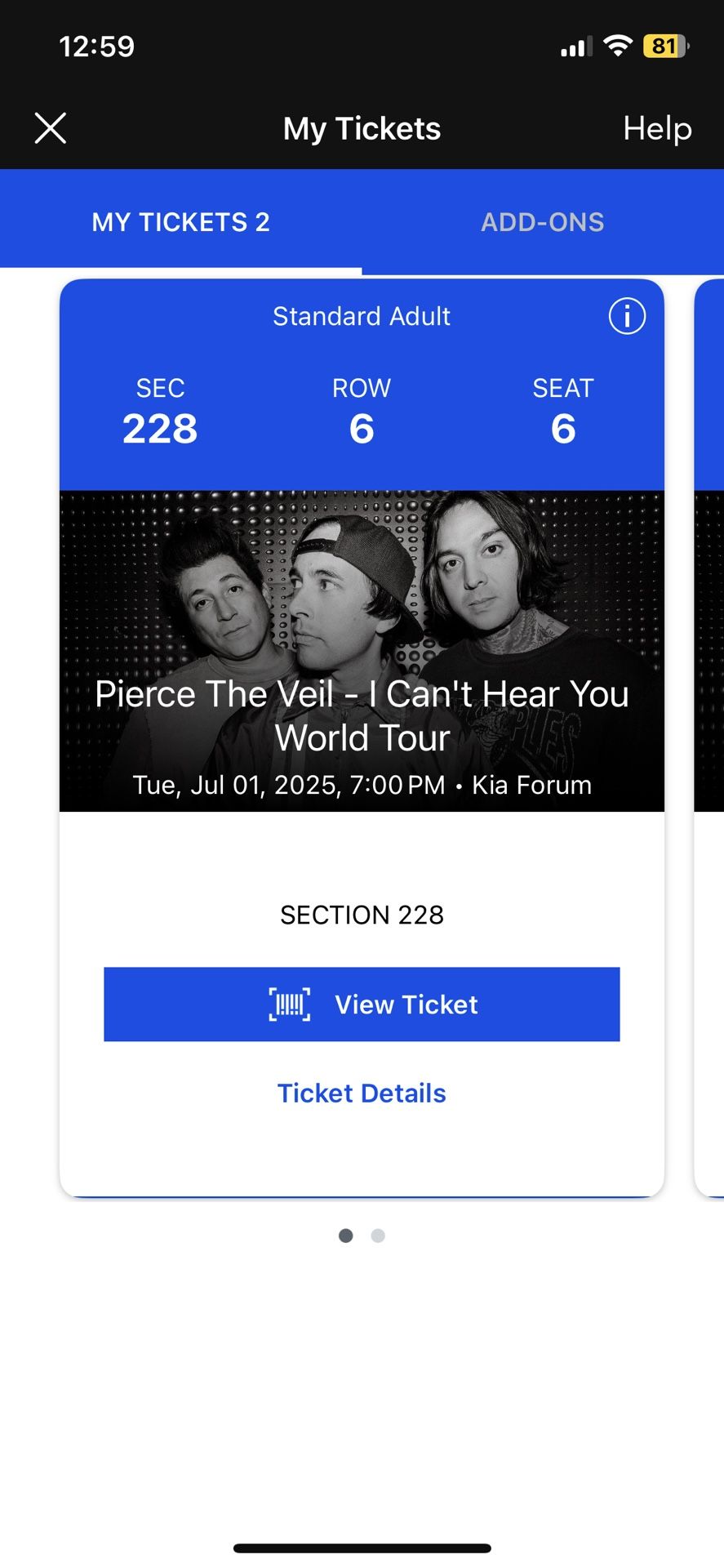 Pierce The Veil Concert Tickets (READ DESCRIPTION)