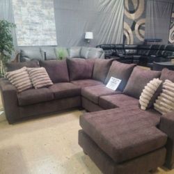 2 Pc Brown Sofa Sectional With Reversible Chaise 