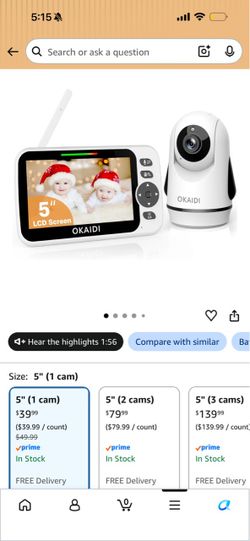 OKAIDI 5" LCD Baby Monitor with Camera
