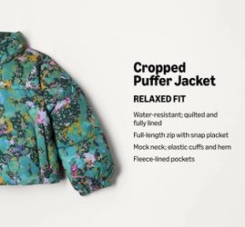 Cropped Floral Puffer Jacket  2T New