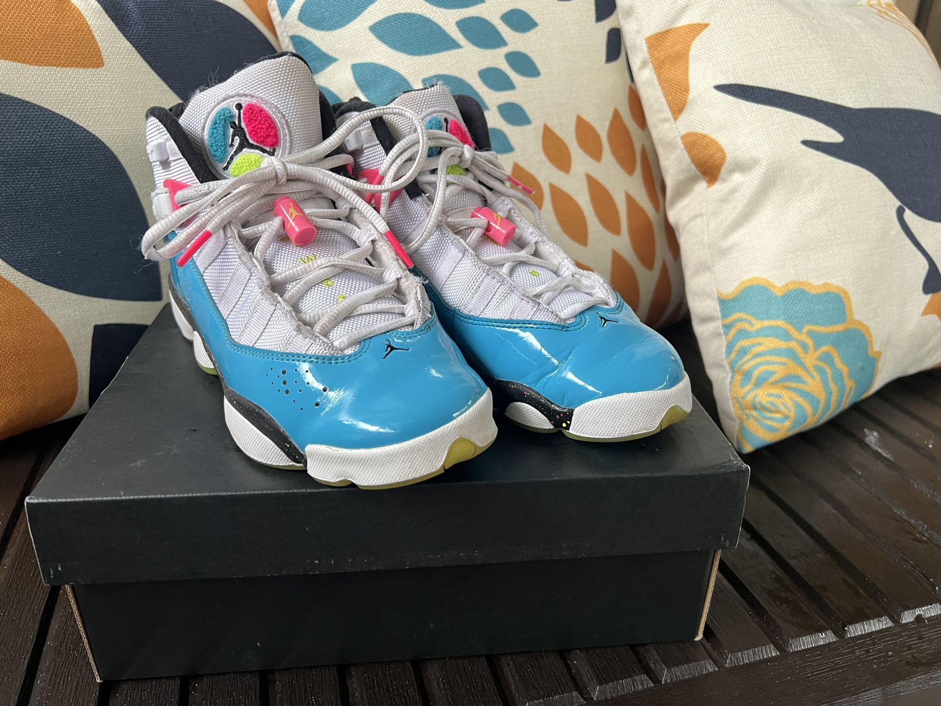 Jordan 6 rings white light blue fury cyber