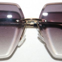 High Fashion - Large Square Rimless Sunglasses For Women - Purple Gradient