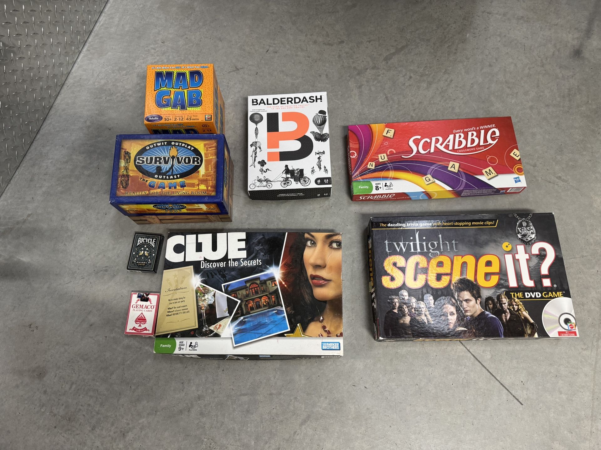 Board Games Bundle – Clue, Scrabble, Survivor, Balderdash, Mad Gab & More