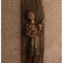 Very Nice Vintage/Antique Hand Carved Wooden Music Playing Wall Decor 6x25”