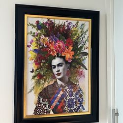 Frida Kahlo–Style Canvas Art w/ Custom Frame – $150 OBO