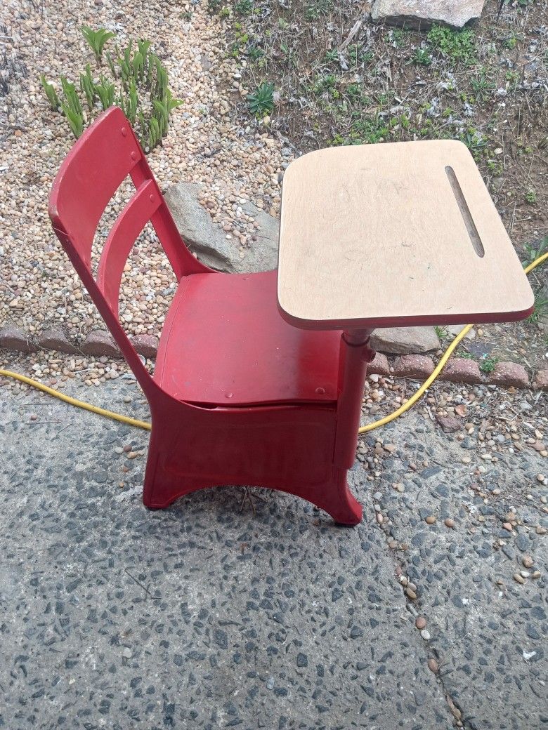 Vintage Kindergarten Desk With Chair