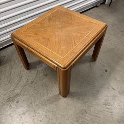 Vintage-style side table from the Henredon Bel-Air collection, characterized by its parquet-inlaid top.