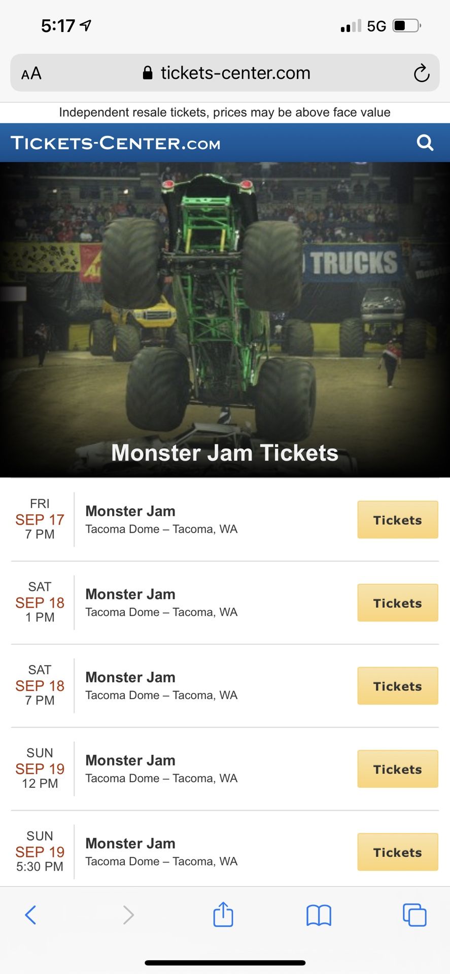 Monste Jam Tacoma Tickets