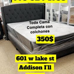 Queen Size Bed Frame With Headboard And Mattress Set $350 Only 